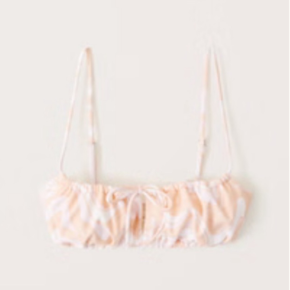 NWT! Abercrombie & Fitch Cinched Bralette Swim Top ORANGE PRINT XL